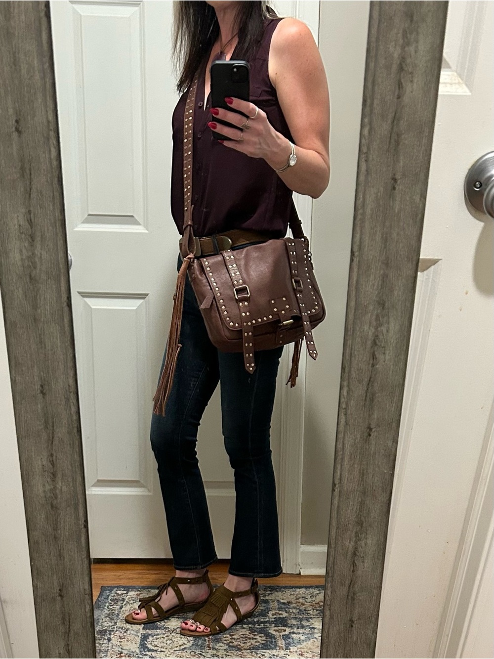 WE THE FREE Studded Messenger Bag Tote in Cinnamon - Picture 6 of 16